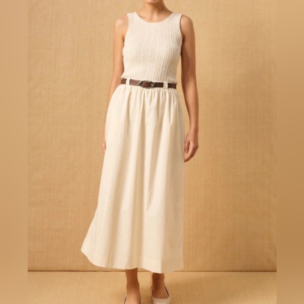 Mon Renn, Elemental Knit Combo Dress in Cream, Size XS | 0005